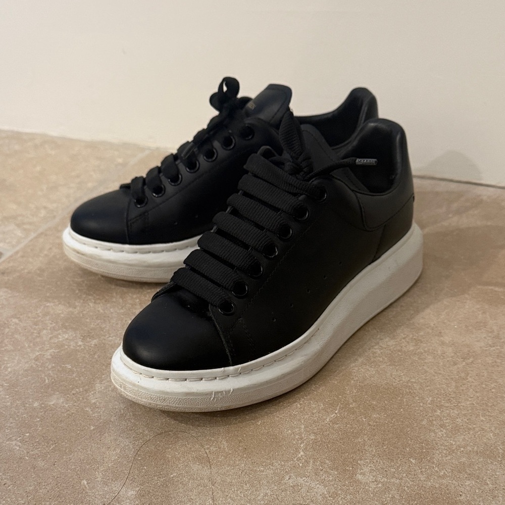 Alexander McQueen Black Sneakers with Gold Logo